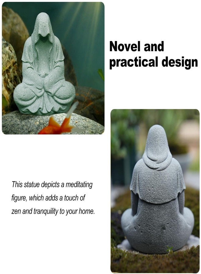 qumHmup Fish Tank Buddha Statue Sandstone Ornament,Zen Garden Aquarium Decor,Meditating Statues for Underwater Landscaping - Image 4